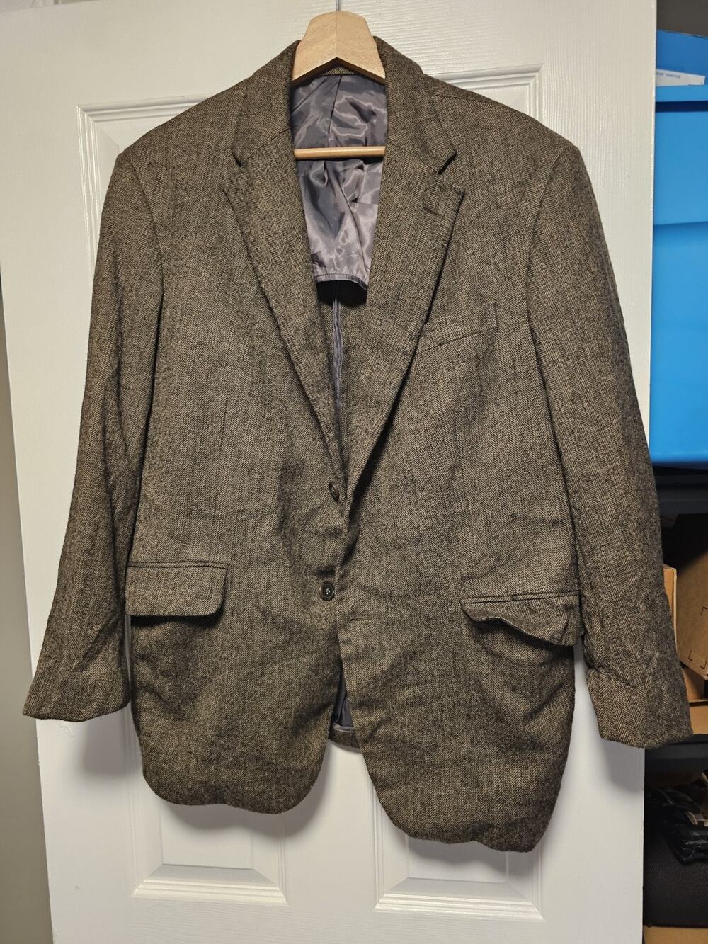 Austin Reed Men's Brown Tweed Herringbone Blazer Sport Coat Size 42S